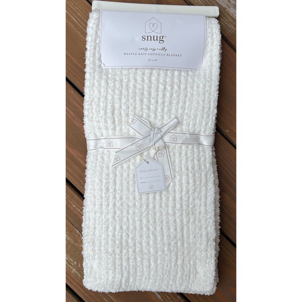 Snug Cream Waffle Knit Chenille Baby Blanket Cozy Plush Soft 30x40 Unisex New
